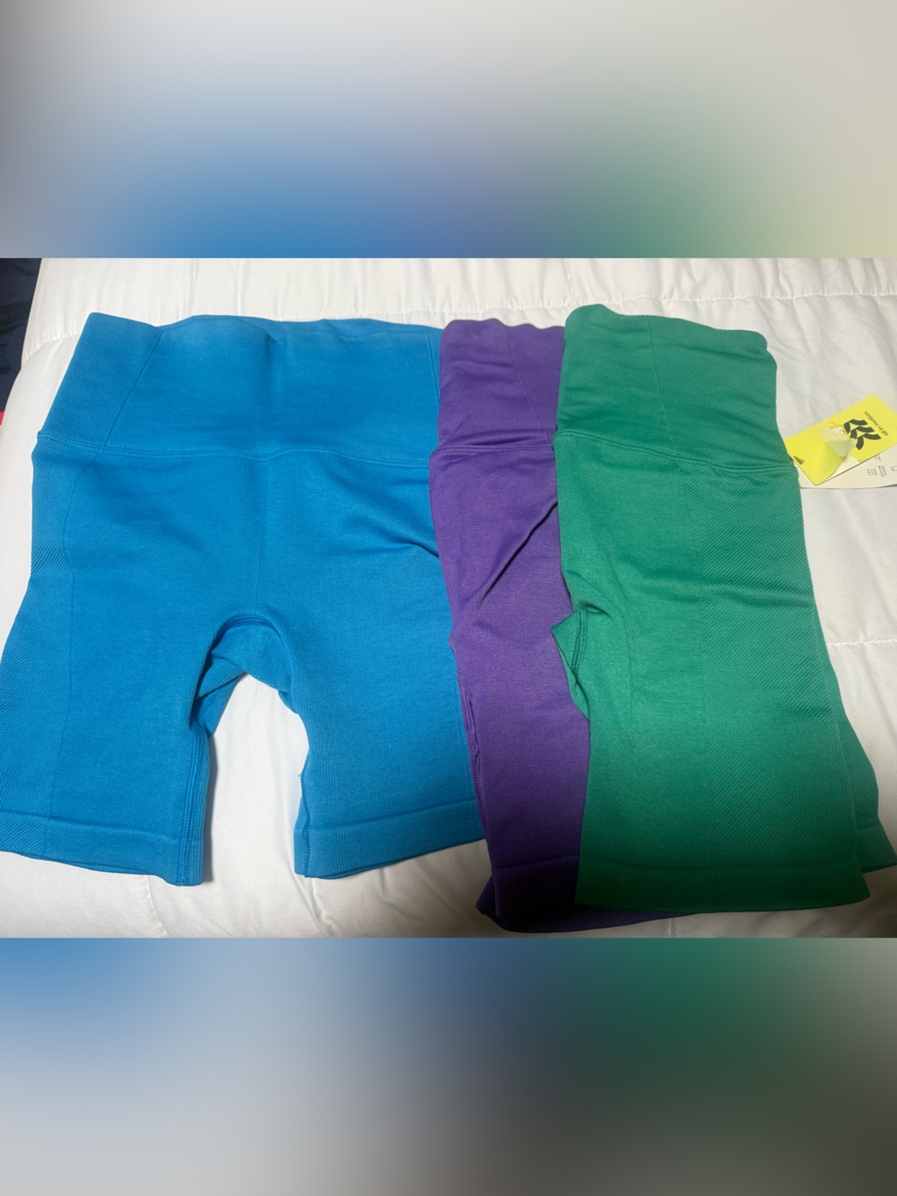 all in motion Women's Athletic Bike Shorts Trio - Teal, Purple, Green